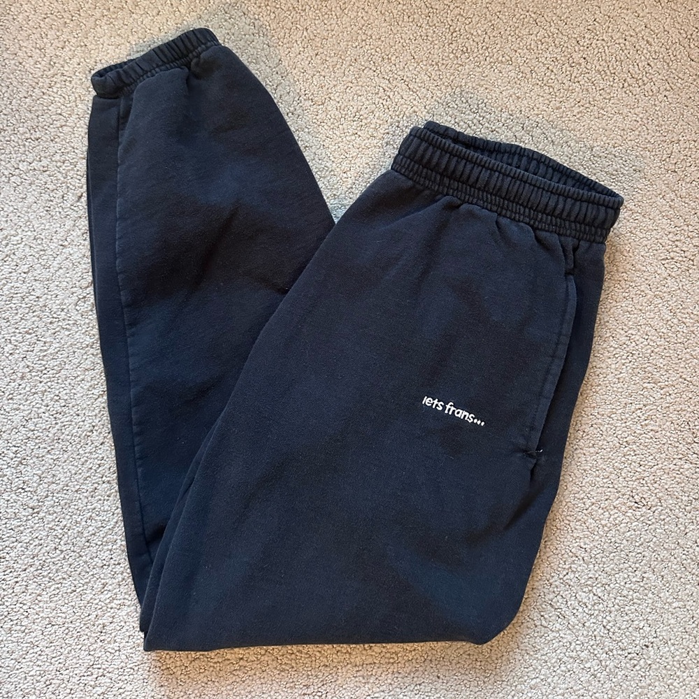 Black Joggers with Embroidered Text